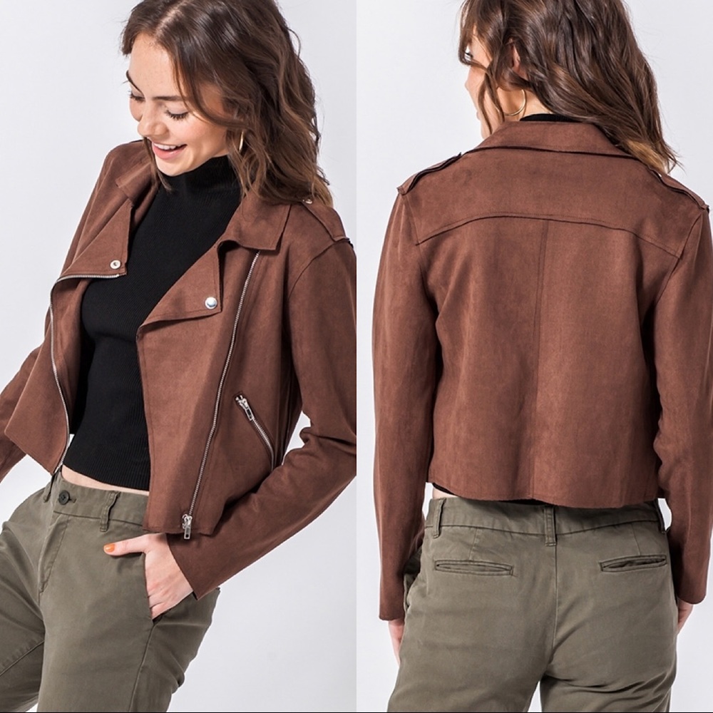 ♦️Brown Suede Moto Jacket